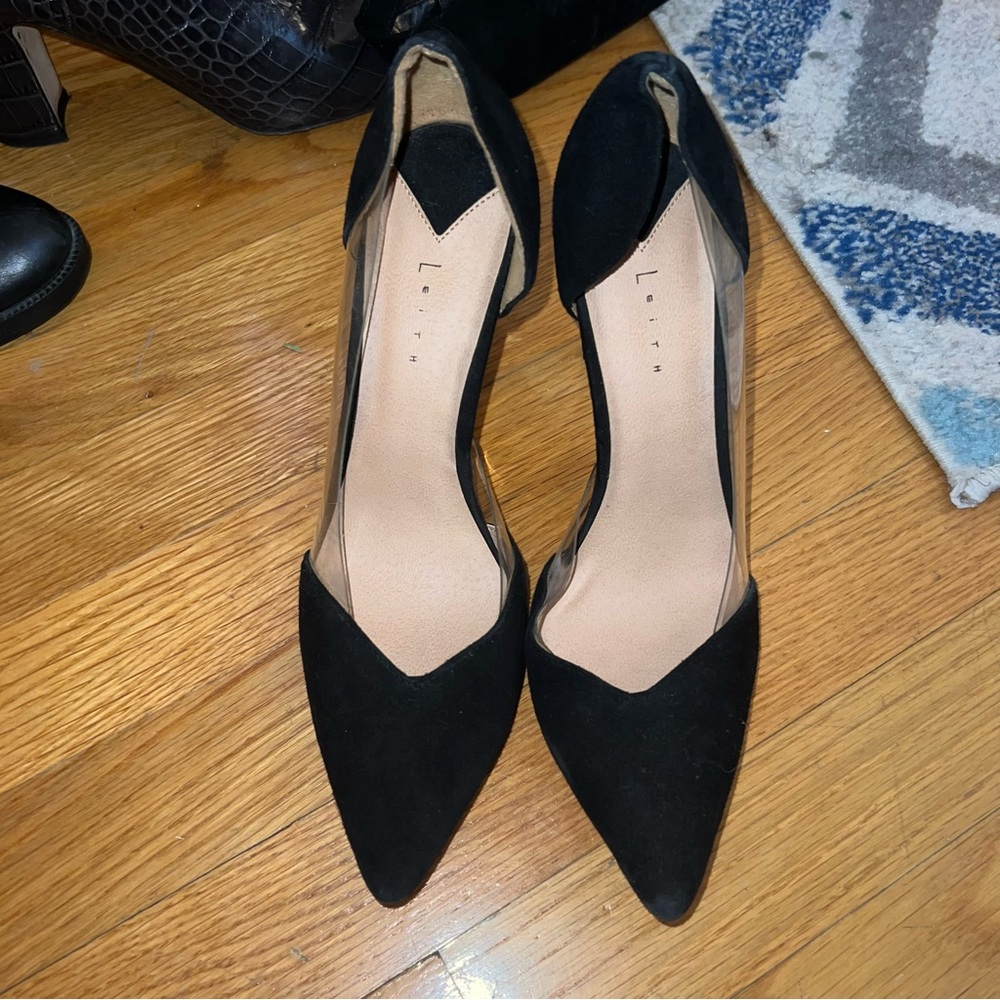 Black suede heels